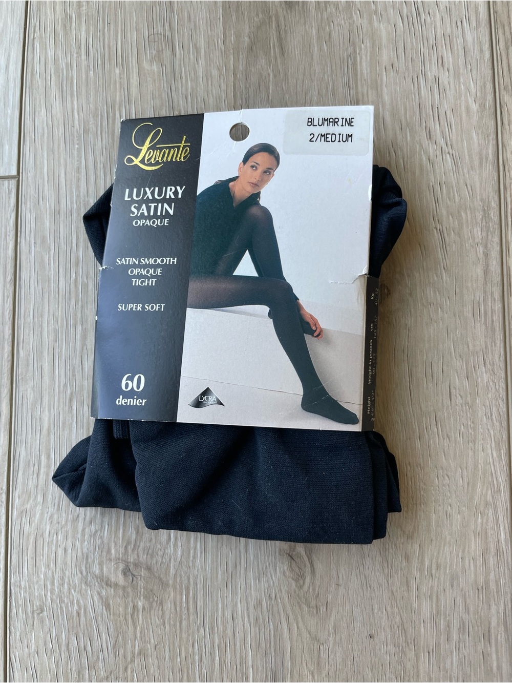 Levante Luxury Satin Opaque Size Medium Navy Blue Tights New With Tag